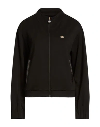 Ea7 Woman Sweatshirt Black Size L Viscose, Polyester, Elastane