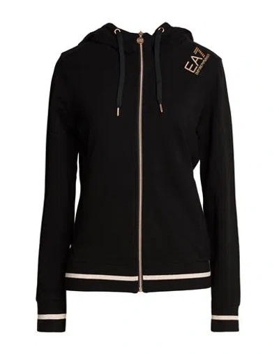 Ea7 Woman Sweatshirt Black Size M Cotton, Elastane