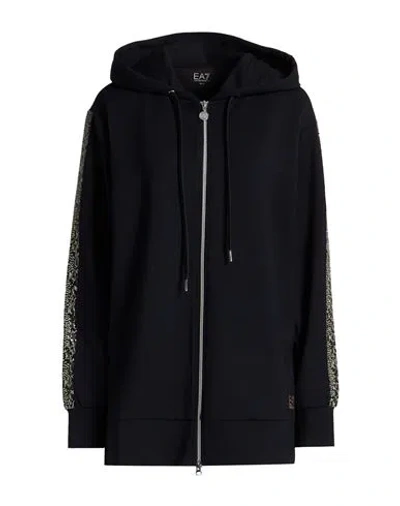 Ea7 Woman Sweatshirt Black Size M Polyester, Modal, Elastane