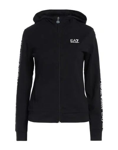 Ea7 Woman Sweatshirt Black Size Xxl Cotton, Elastane