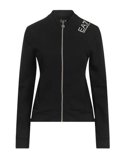 Ea7 Woman Sweatshirt Black Size S Cotton, Elastane