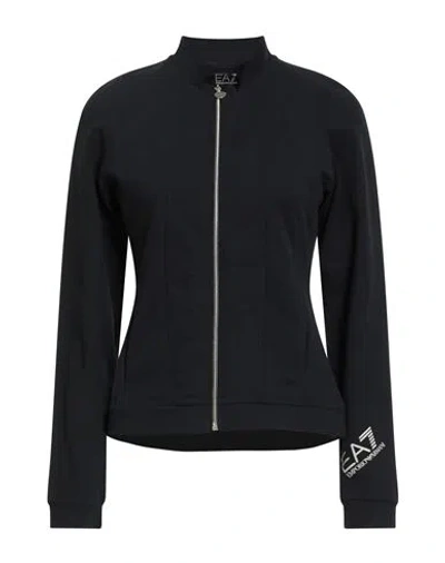 Ea7 Woman Sweatshirt Black Size Xl Cotton, Elastane