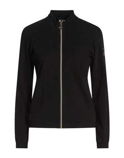 Ea7 Woman Sweatshirt Black Size Xl Cotton, Elastane