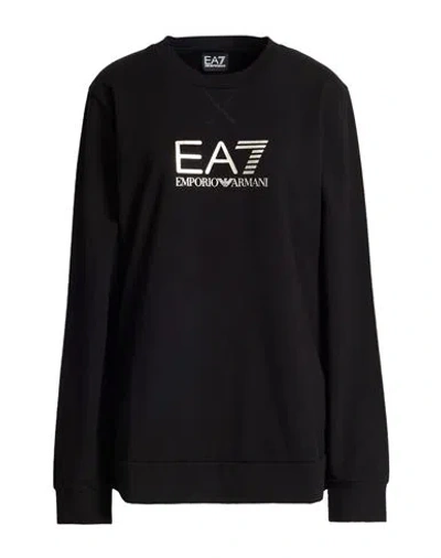 Ea7 Woman Sweatshirt Black Size Xl Cotton, Elastane