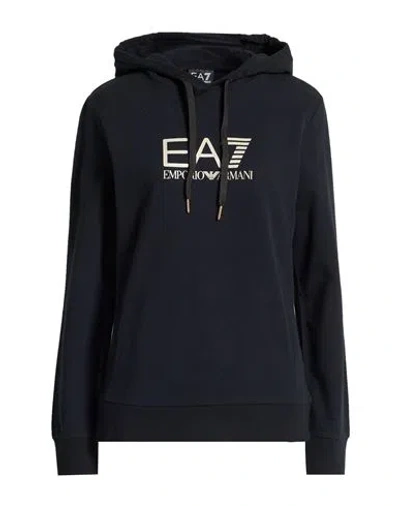 Ea7 Woman Sweatshirt Black Size Xl Cotton, Elastane In Blue