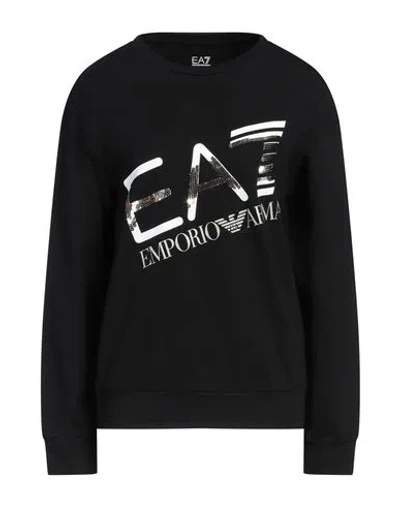 Ea7 Woman Sweatshirt Black Size Xs Cotton, Elastane