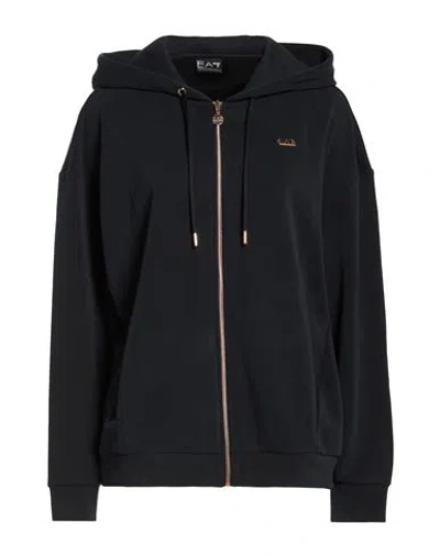 Ea7 Woman Sweatshirt Black Size Xl Polyester, Modal, Elastane