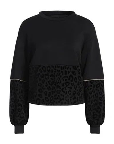 Ea7 Woman Sweatshirt Black Size L Polyester, Modal, Elastane, Viscose In Black