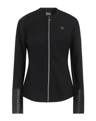Ea7 Woman Sweatshirt Black Size Xl Viscose, Polyamide, Elastane