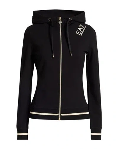Ea7 Woman Sweatshirt Black Size Xs Cotton, Elastane