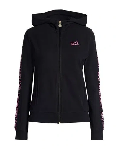 Ea7 Woman Sweatshirt Black Size Xs Cotton, Elastane In Blue