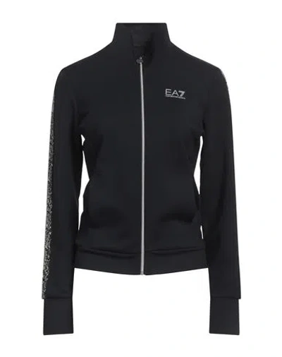 EA7 EA7 WOMAN SWEATSHIRT BLACK SIZE XS POLYESTER, MODAL, ELASTANE