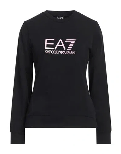 Ea7 Woman Sweatshirt Black Size Xxl Cotton, Elastane