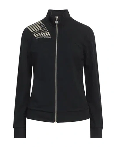 Ea7 Woman Sweatshirt Black Size Xl Cotton, Elastane