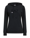 Ea7 Woman Sweatshirt Black Size Xxl Cotton, Elastane In Black