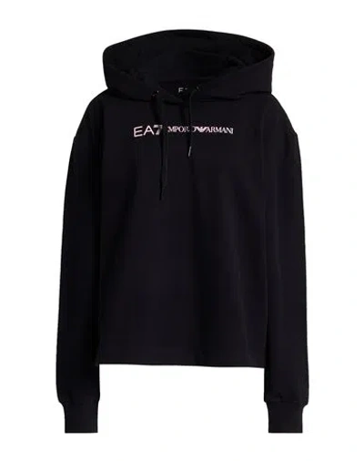 Ea7 Woman Sweatshirt Black Size Xxl Cotton, Elastane