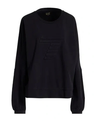 Ea7 Woman Sweatshirt Black Size Xxl Cotton, Elastane