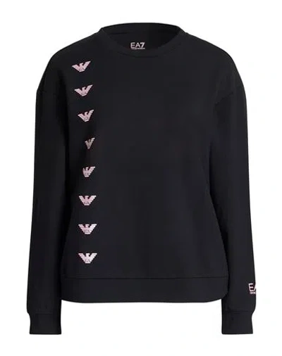 Ea7 Woman Sweatshirt Black Size Xxl Cotton, Elastane