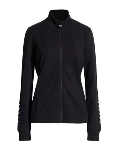 Ea7 Woman Sweatshirt Black Size Xxl Cotton, Elastane