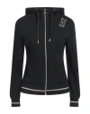 Ea7 Woman Sweatshirt Black Size Xxl Cotton, Elastane, Polyester, Metallic Fiber