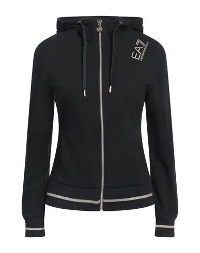 Ea7 Woman Sweatshirt Black Size Xxl Cotton, Elastane, Polyester, Metallic Fiber