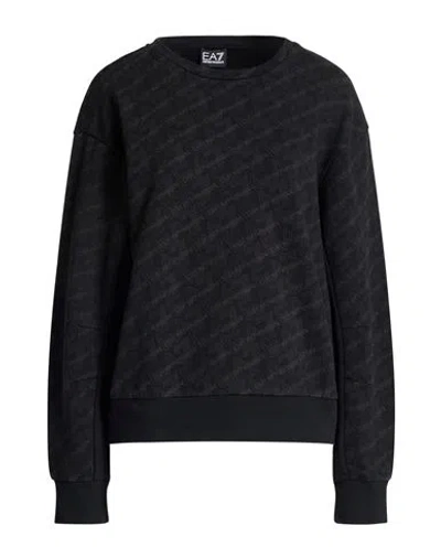 Ea7 Woman Sweatshirt Black Size Xxl Organic Cotton