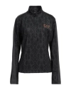 EA7 EA7 WOMAN SWEATSHIRT BLACK SIZE XXL POLYESTER, ELASTANE