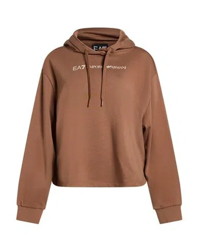 Ea7 Woman Sweatshirt Brown Size L Cotton