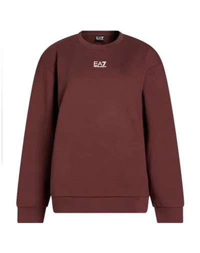 Ea7 Woman Sweatshirt Brown Size L Polyester, Cotton In Red