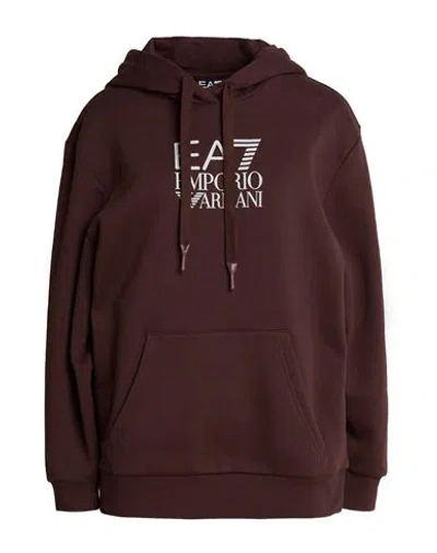 Ea7 Woman Sweatshirt Brown Size Xl Cotton, Polyester