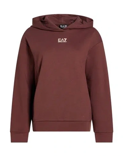 Ea7 Woman Sweatshirt Brown Size Xl Polyester, Cotton