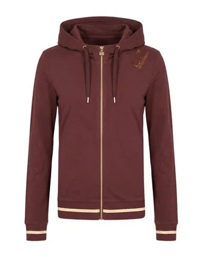 Ea7 Woman Sweatshirt Brown Size Xxl Cotton, Elastane