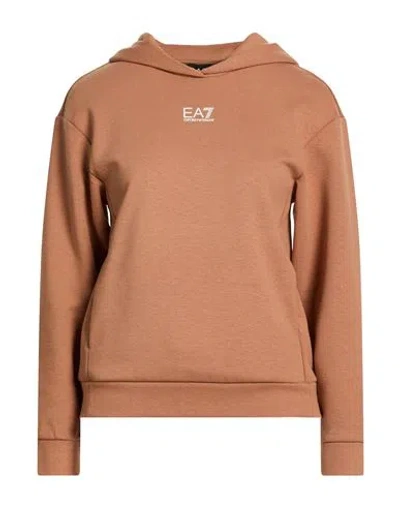 Ea7 Woman Sweatshirt Camel Size 3xl Polyester, Cotton In Brown