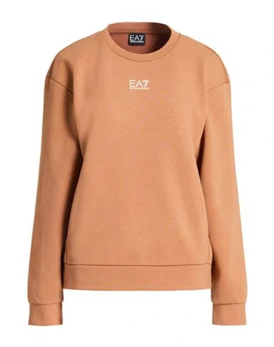 Ea7 Woman Sweatshirt Camel Size Xxl Polyester, Cotton In Sand