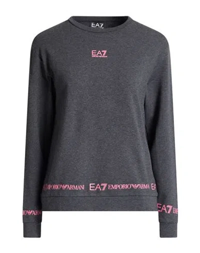 Ea7 Woman Sweatshirt Charcoal Size Xl Cotton, Elastane In Gray