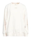 Ea7 Woman Sweatshirt Cream Size Xxl Cotton, Elastane In White