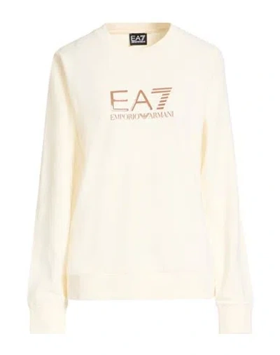 Ea7 Woman Sweatshirt Cream Size Xs Cotton, Elastane In White