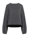 Ea7 Woman Sweatshirt Grey Size Xxl Cotton, Elastane In Grey