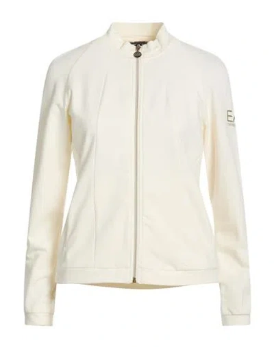 Ea7 Woman Sweatshirt Ivory Size L Cotton, Elastane In Neutral