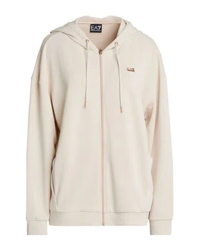 Ea7 Woman Sweatshirt Ivory Size L Polyester, Modal, Elastane In White