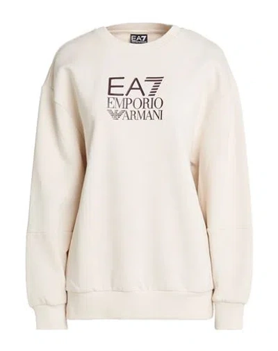 Ea7 Woman Sweatshirt Ivory Size Xl Cotton, Polyester In White
