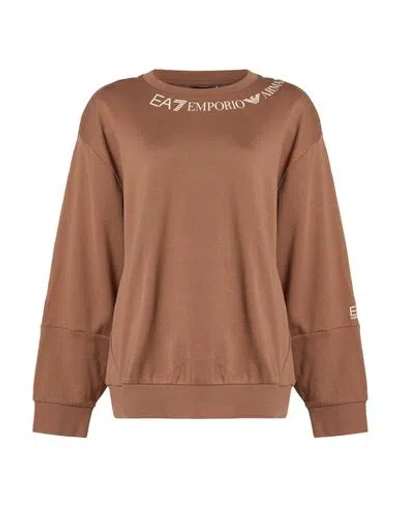 Ea7 Woman Sweatshirt Light Brown Size Xl Cotton