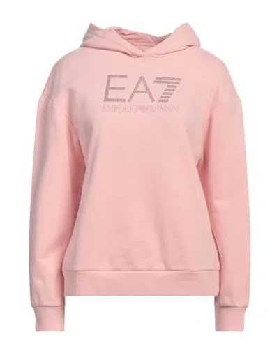 Ea7 Woman Sweatshirt Light Pink Size Xl Cotton, Polyester