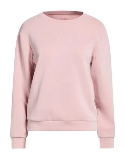 Ea7 Woman Sweatshirt Light Pink Size Xl Polyester, Modal, Elastane