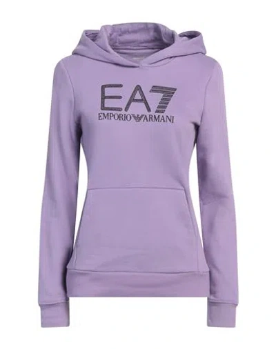 Ea7 Woman Sweatshirt Mauve Size L Cotton, Polyester, Elastane In Purple