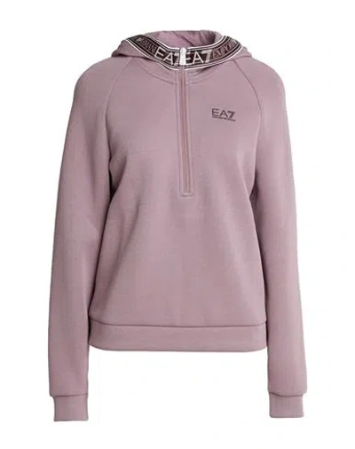 Ea7 Woman Sweatshirt Lilac Size S Cotton, Polyester In Purple