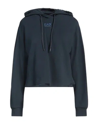 Ea7 Woman Sweatshirt Midnight Blue Size M Cotton, Elastane