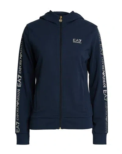 Ea7 Woman Sweatshirt Midnight Blue Size S Cotton, Elastane