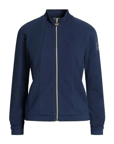 Ea7 Woman Sweatshirt Midnight Blue Size Xl Cotton, Elastane