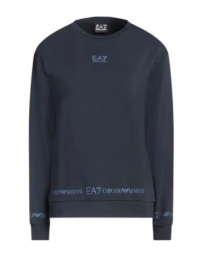 Ea7 Woman Sweatshirt Midnight Blue Size Xs Cotton, Elastane